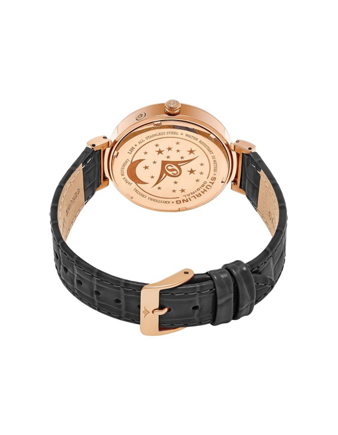 Stuhrling Original Selene 674.02 Quartz Classic Swiss Multifunction Grey Leather Strap Watch