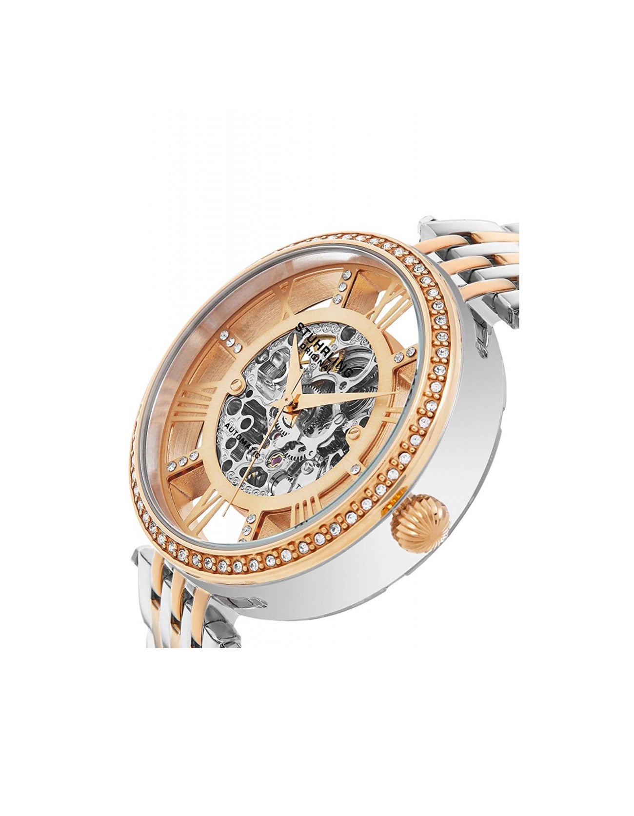 Women Delphi 724.03 Automatic Skeleton Rose and Silver Tone Stainless Steel Watch
