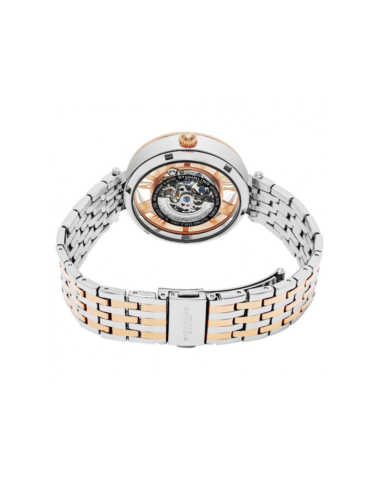 Women Delphi 724.03 Automatic Skeleton Rose and Silver Tone Stainless Steel Watch