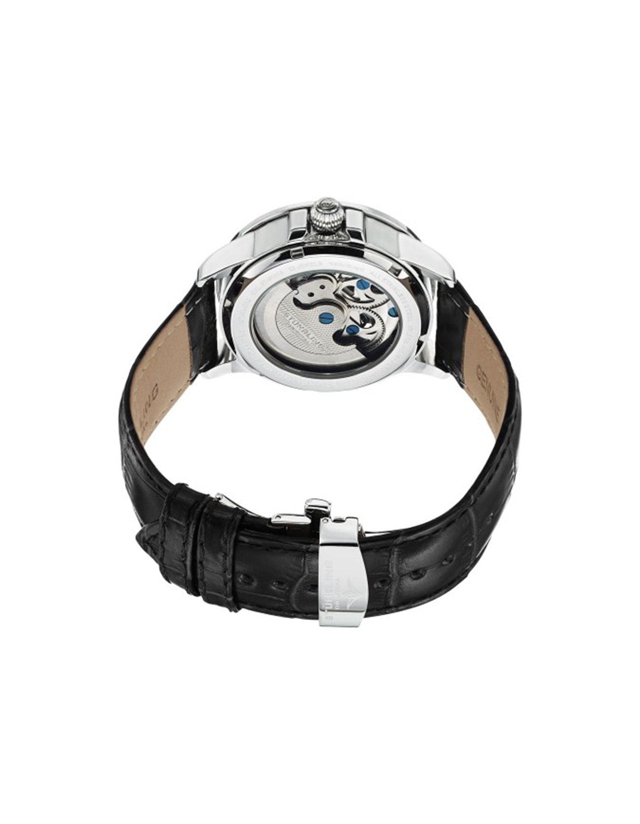 Stuhrling Original DT Bridge Black 470.33151 Skeleton Alligator Embossed Leather Strap Watch