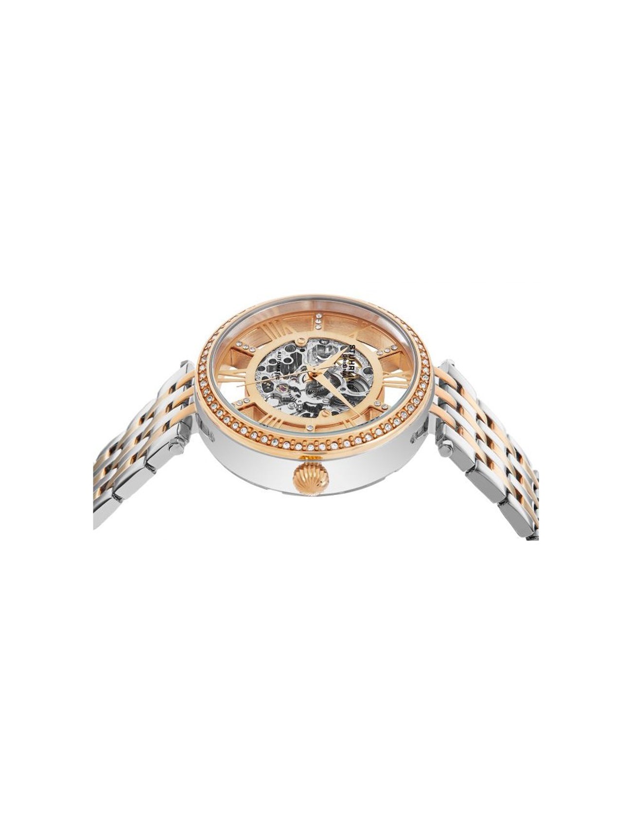 Women Delphi 724.03 Automatic Skeleton Rose and Silver Tone Stainless Steel Watch