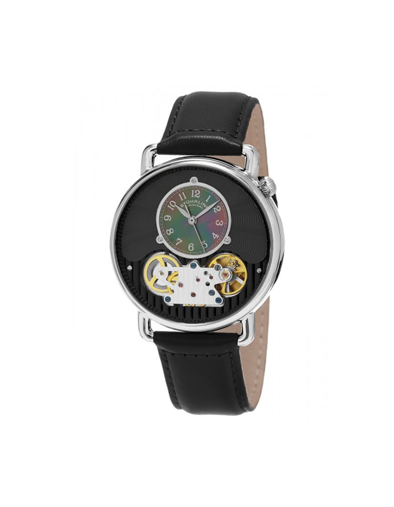 Stuhrling Original Men's Skeleton Legacy 693.02 Black Dial Leather Strap Watch