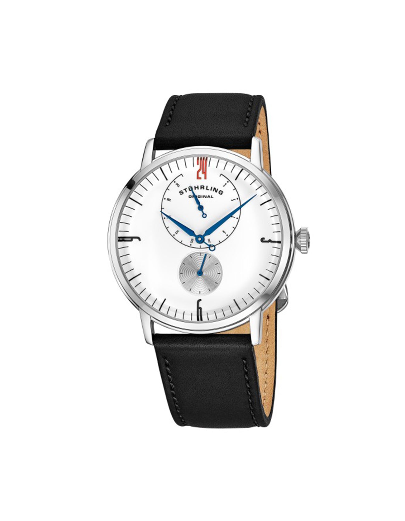 Stuhrling Original Cabaletta 778.06 Quartz 42mm Classic Black Horween Leather Watch
