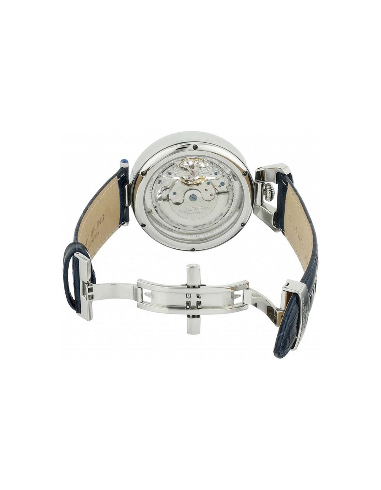 Stuhrling Original Emperor's Grandeur Silver -127A.3315C2 Blue Alligator Embossed Genuine Leather Watch