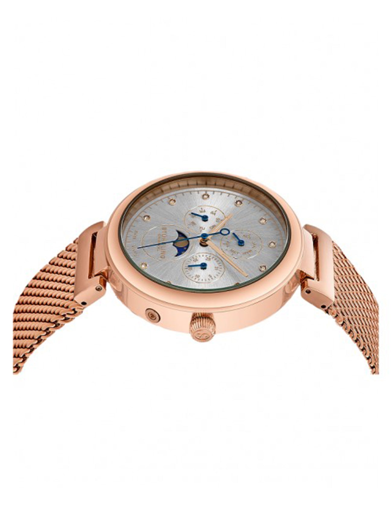 Stuhrling Original Selene 672.03 Quartz Classic Rose Tone Women Case Mesh Bracelet Watch