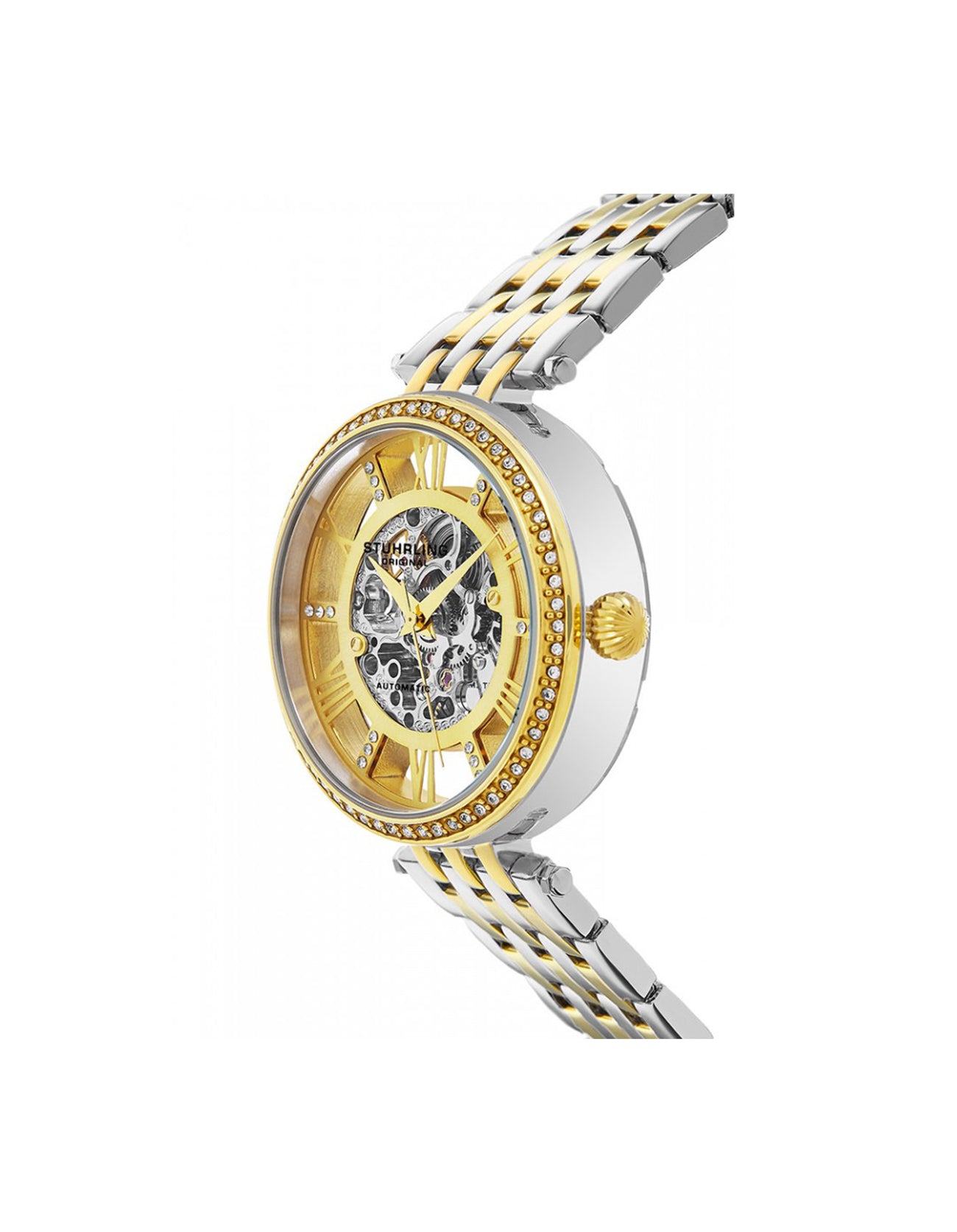 Women Delphi 724.02 Automatic 37mm Skeleton Silver Tone Stainless Steel Watch