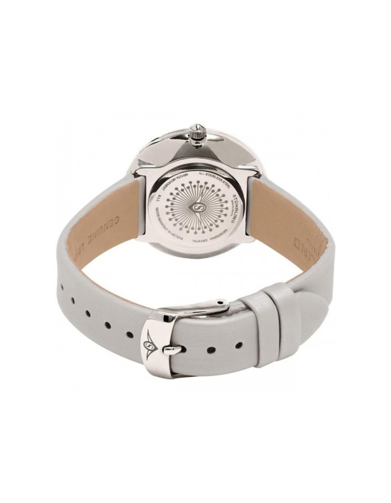 Stuhrling Original Chic 566.01 Quartz 34mm Silver Tone Case Genuine Leather Watch