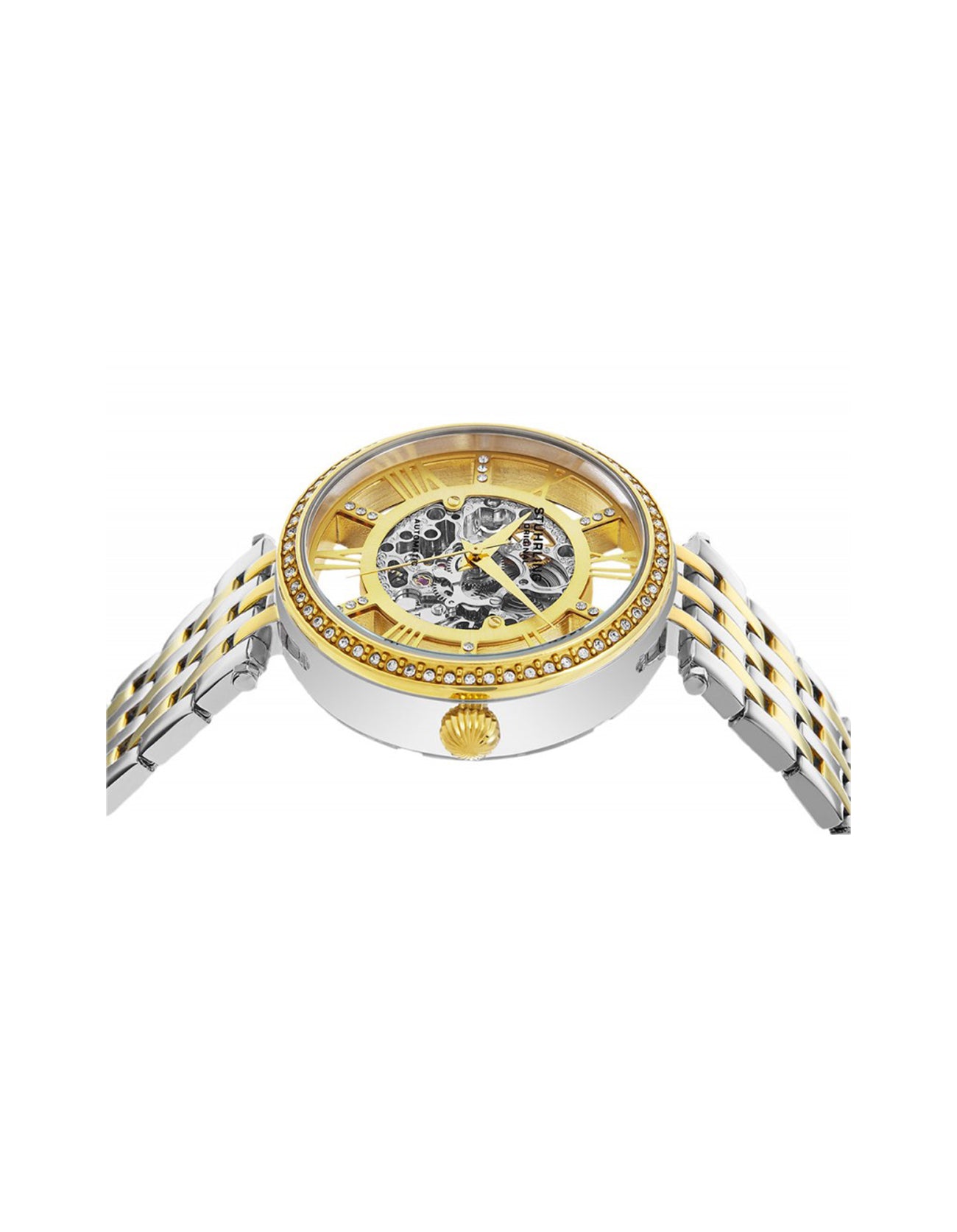 Women Delphi 724.02 Automatic 37mm Skeleton Silver Tone Stainless Steel Watch