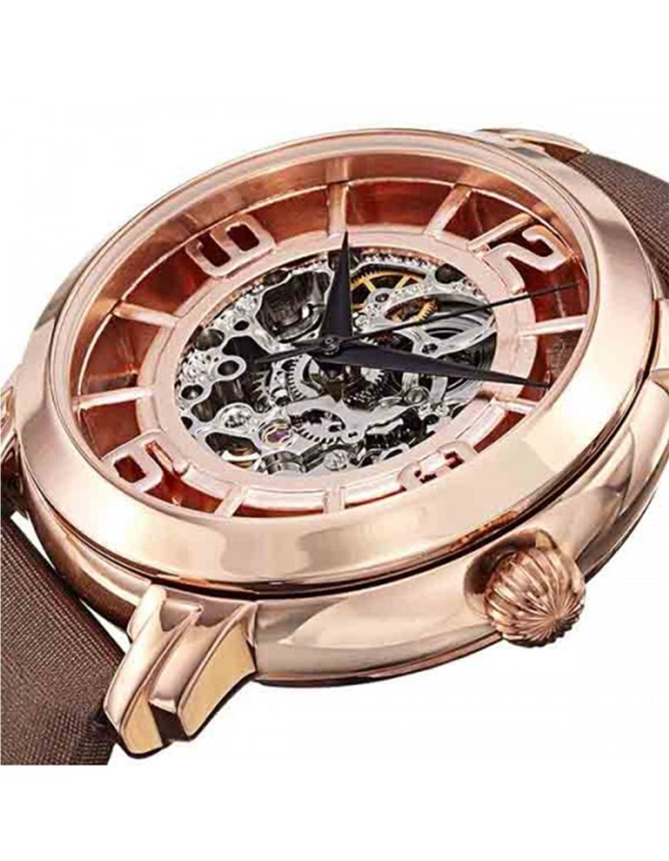 Women Winchester 156.124T14 Automatic Skeleton Stainless Steel Rose Tone Watch