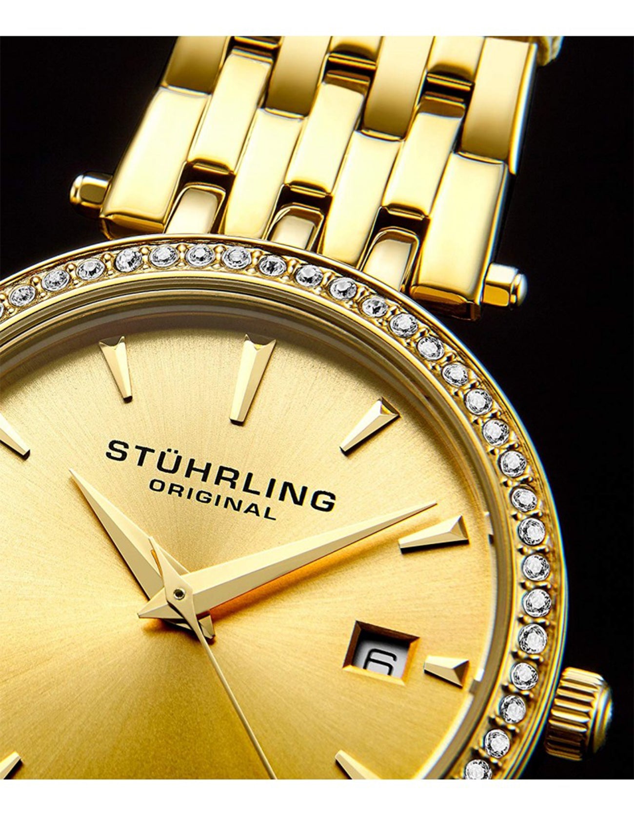Stuhrling Original Garland 579.03 Quartz Classic Bracelet Gold Dial Women Watch