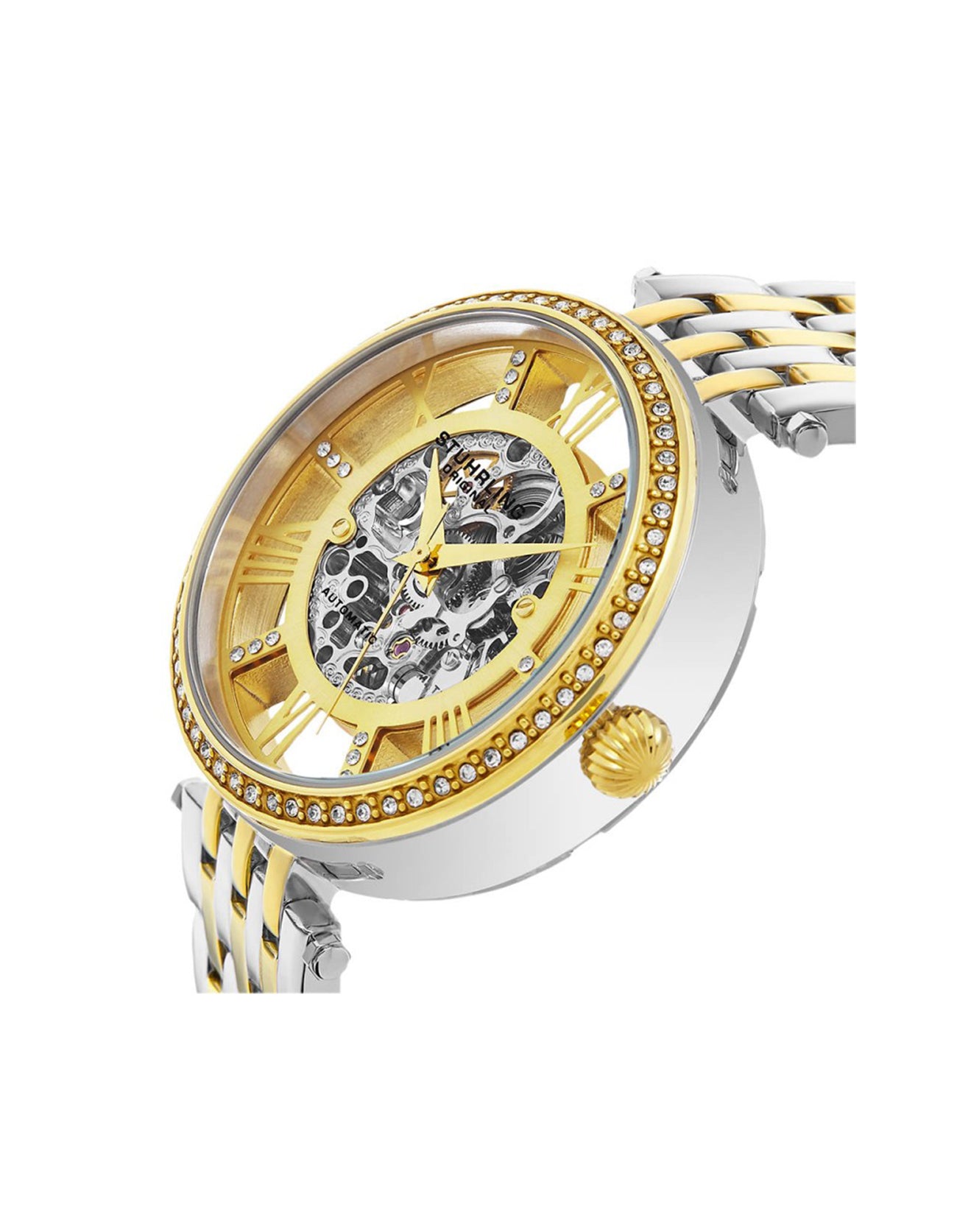 Women Delphi 724.02 Automatic 37mm Skeleton Silver Tone Stainless Steel Watch