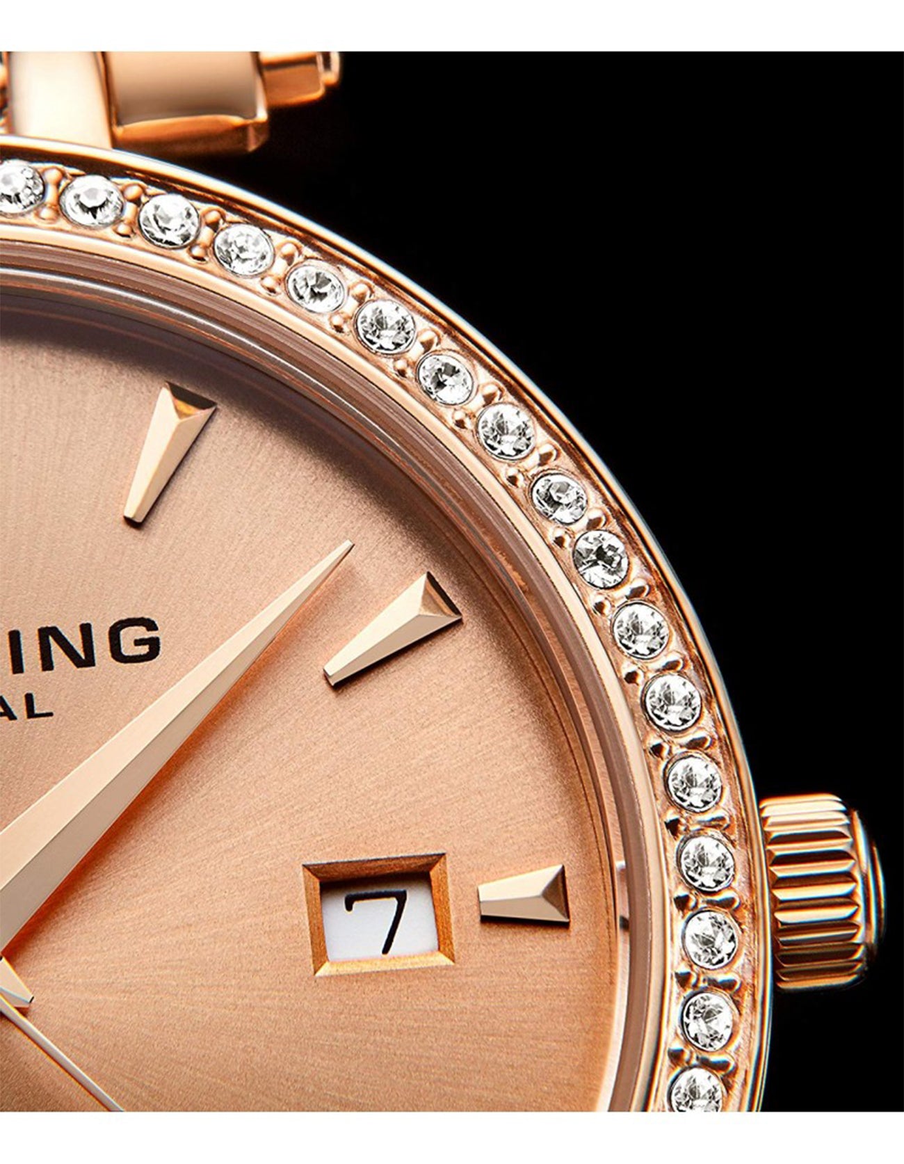 Stuhrling Original Garland 579.04 Quartz Link Rose Tone Dial Bracelet Watch