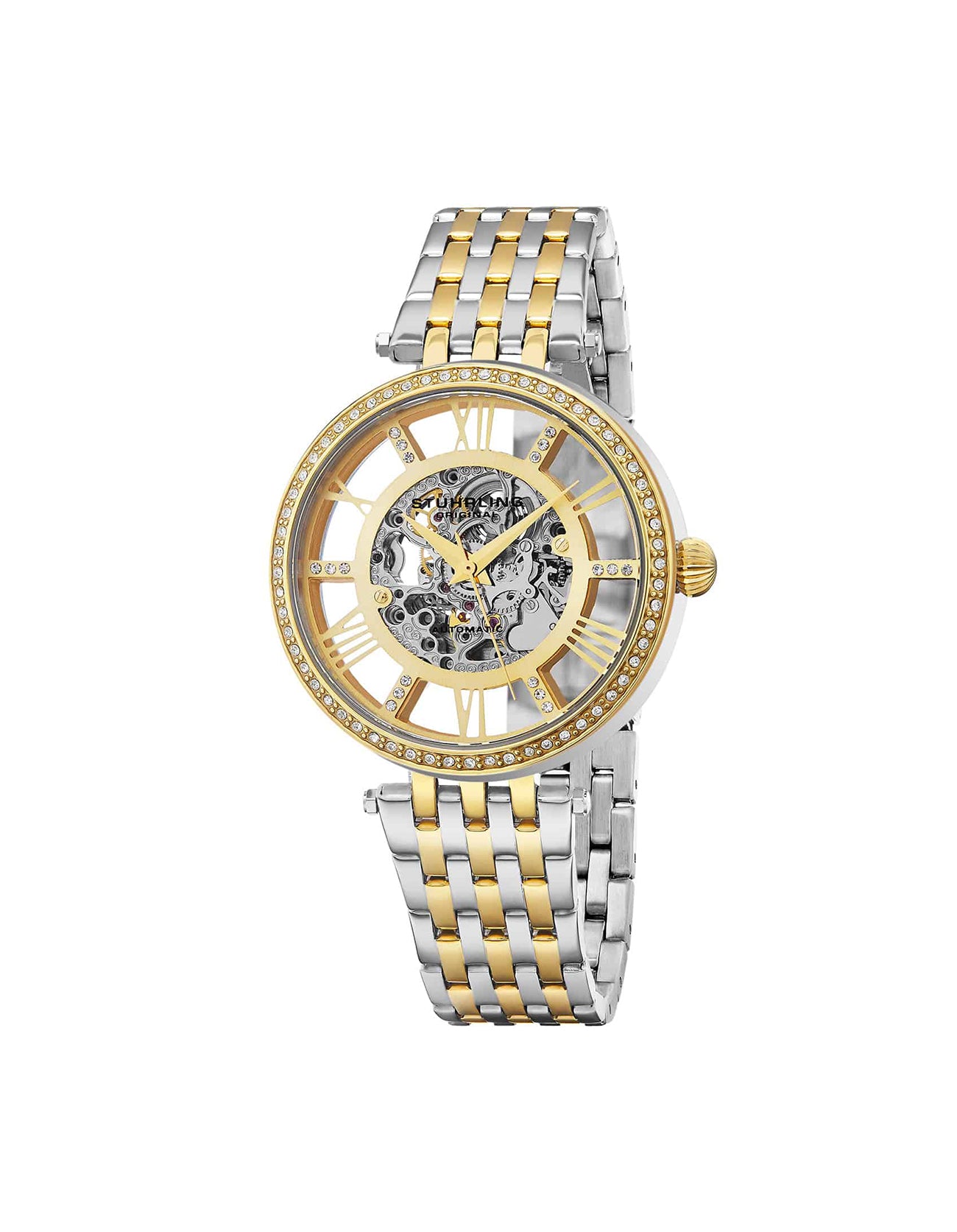 Women Delphi 724.02 Automatic 37mm Skeleton Silver Tone Stainless Steel Watch