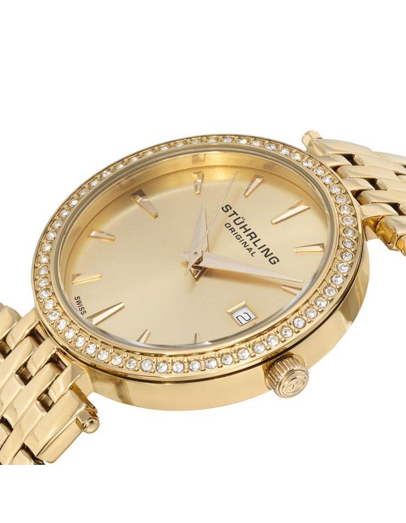 Stuhrling Original Garland 579.03 Quartz Classic Bracelet Gold Dial Women Watch