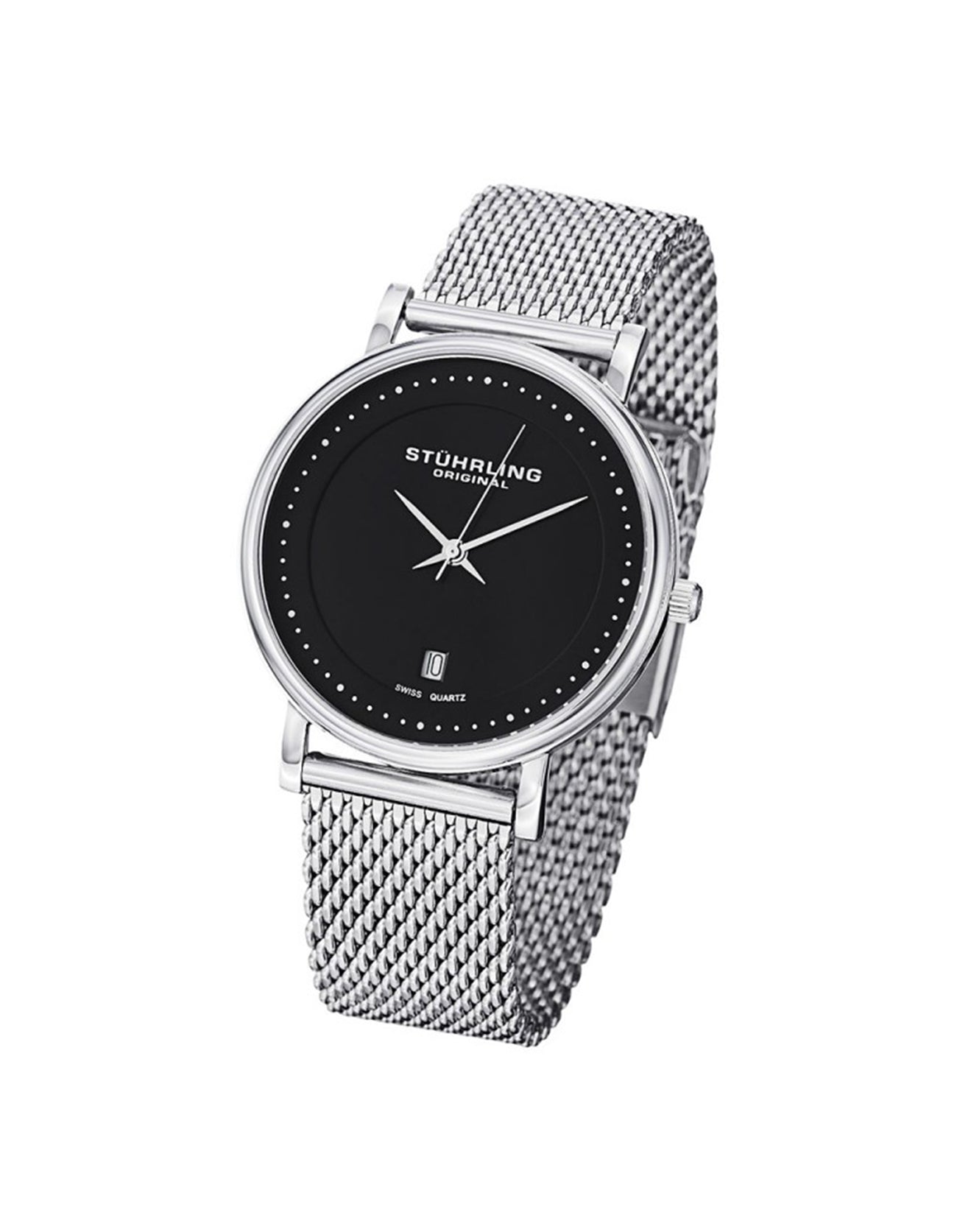 Stuhrling Original Casatorra Elite 734GM Quartz 40mm Classic Black Dial Stainless Steel Watch