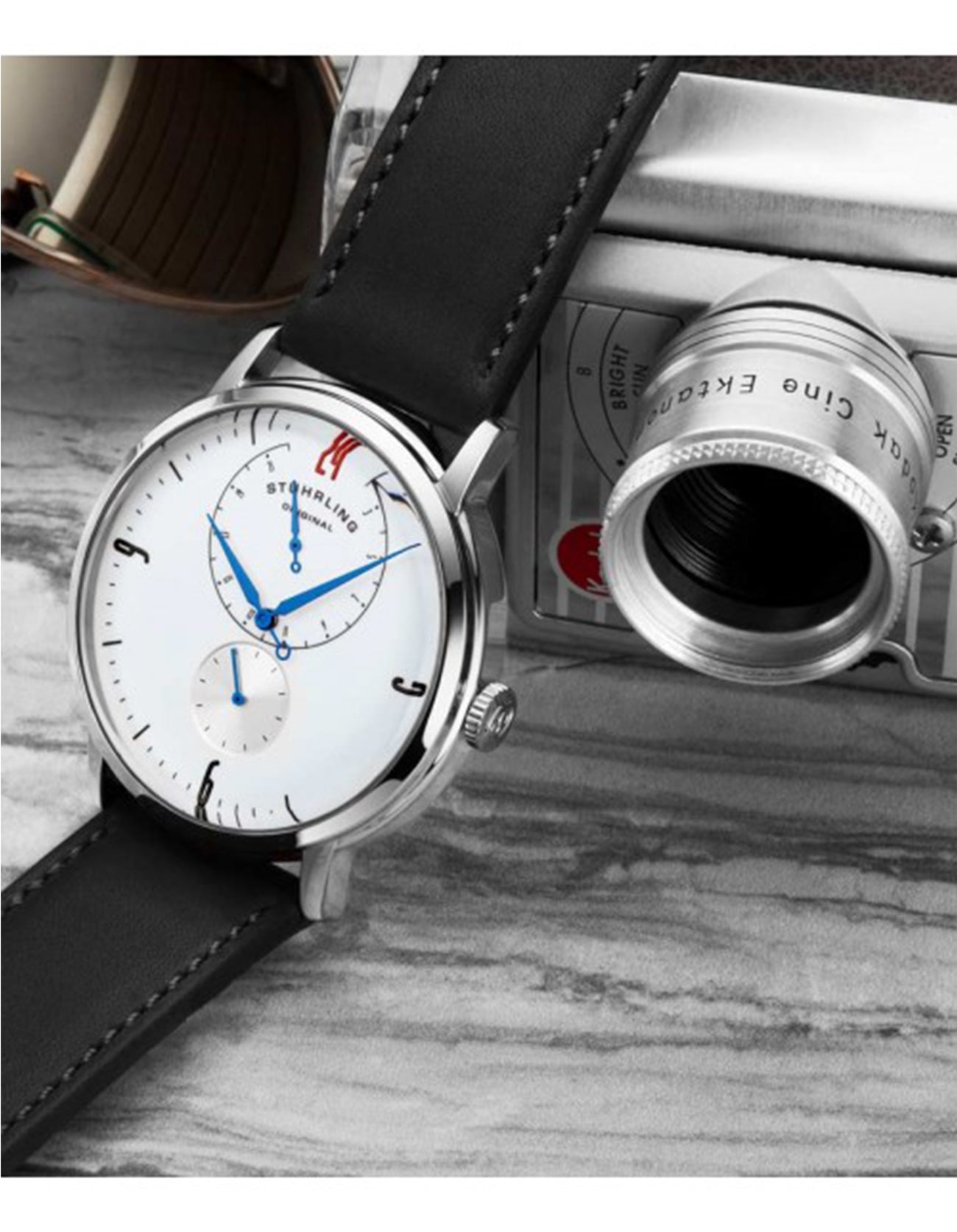 Stuhrling Original Cabaletta 778.06 Quartz 42mm Classic Black Horween Leather Watch