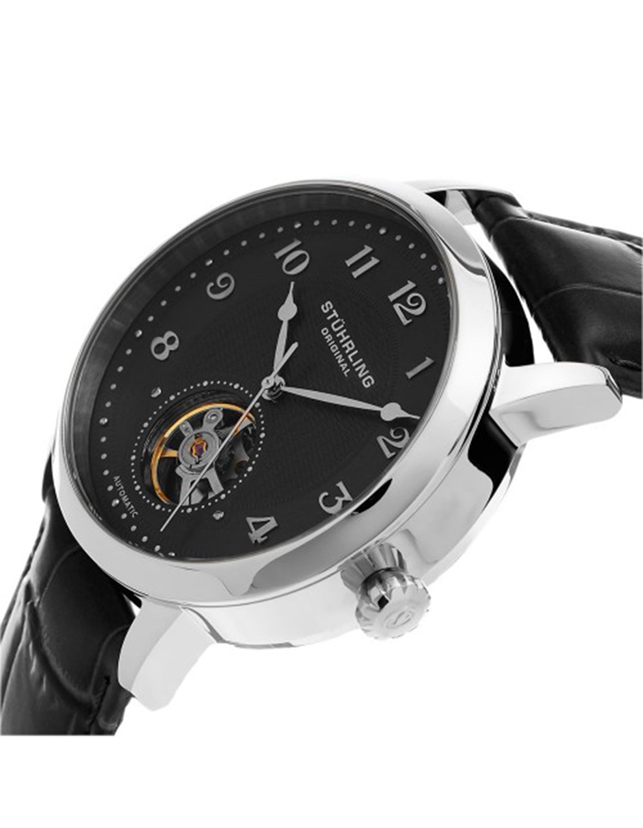 Stuhrling Original Perennial 780.02 Black Dial Automatic Leather Strap Watch