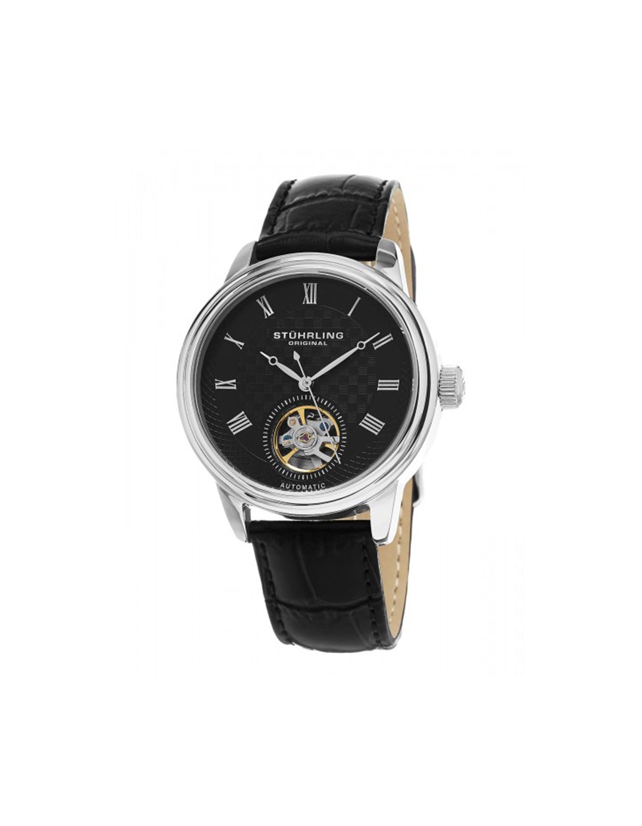 Stuhrling Original Perennial 780.02 Black Dial Automatic Leather Strap Watch